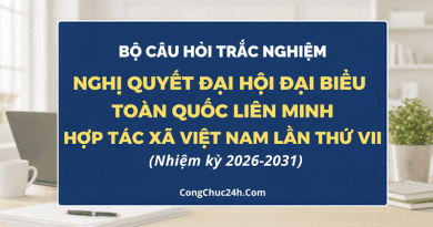 câu hỏi trắc nghiệm Nghị quyết Đại hội đại biểu toàn quốc Liên minh Hợp tác xã Việt Nam lần thứ VII