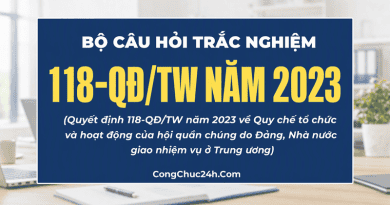 trắc nghiệm Quyết định 118-QĐ/TW