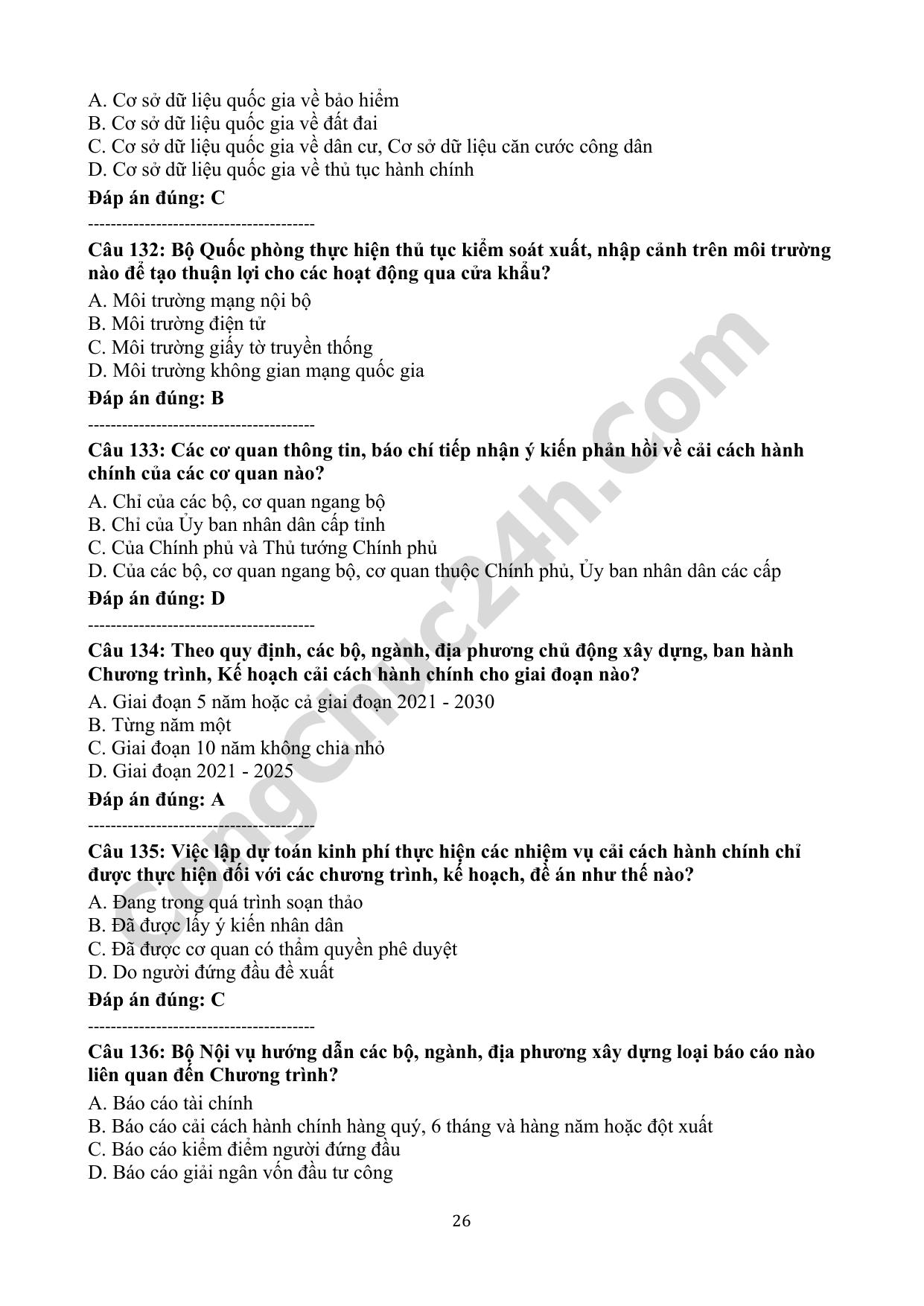 trắc nghiệm nghị quyết 76/nq-cp năm 2021 về chương trình tổng thể cải cách hành chính nhà nước giai đoạn 2021-2030